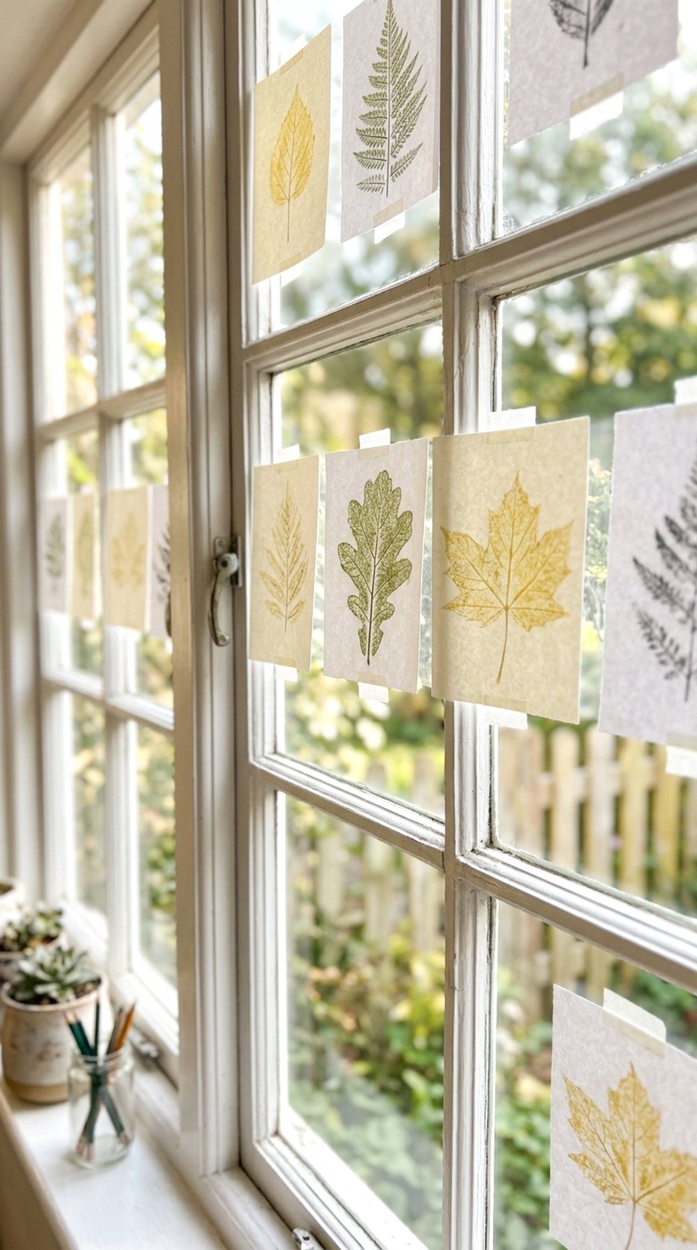 Leaf Rubbing Window Display