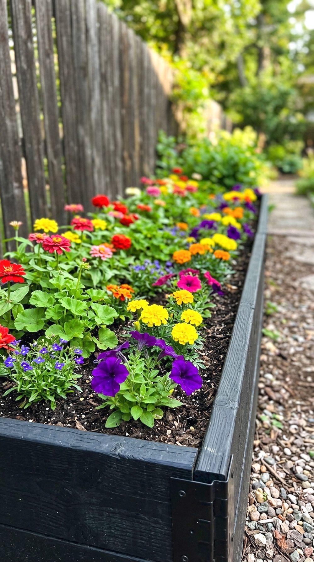 Long Fence-Side Raised Flower Bed