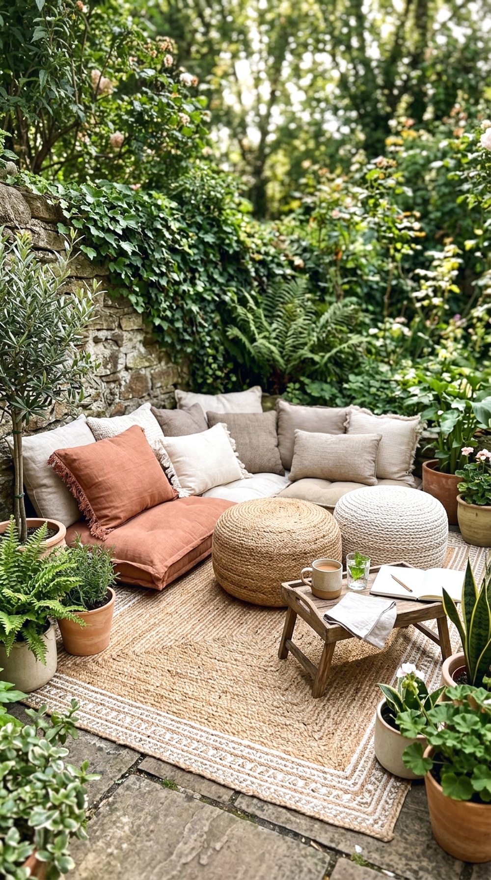 Low Floor Seating on Outdoor Rug
