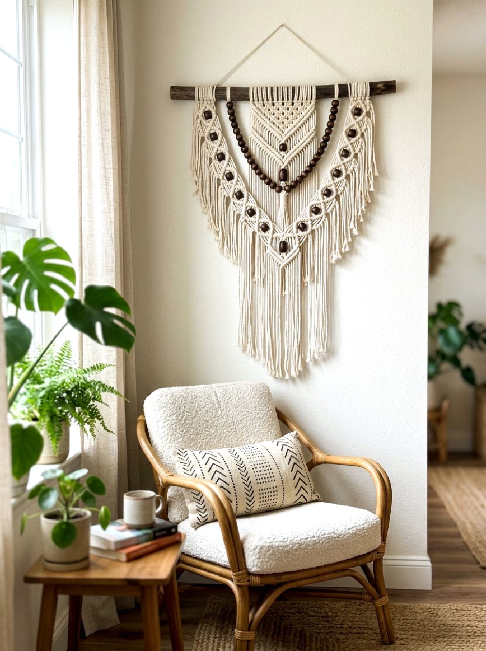 Macrame and Bead Wall Hanging
