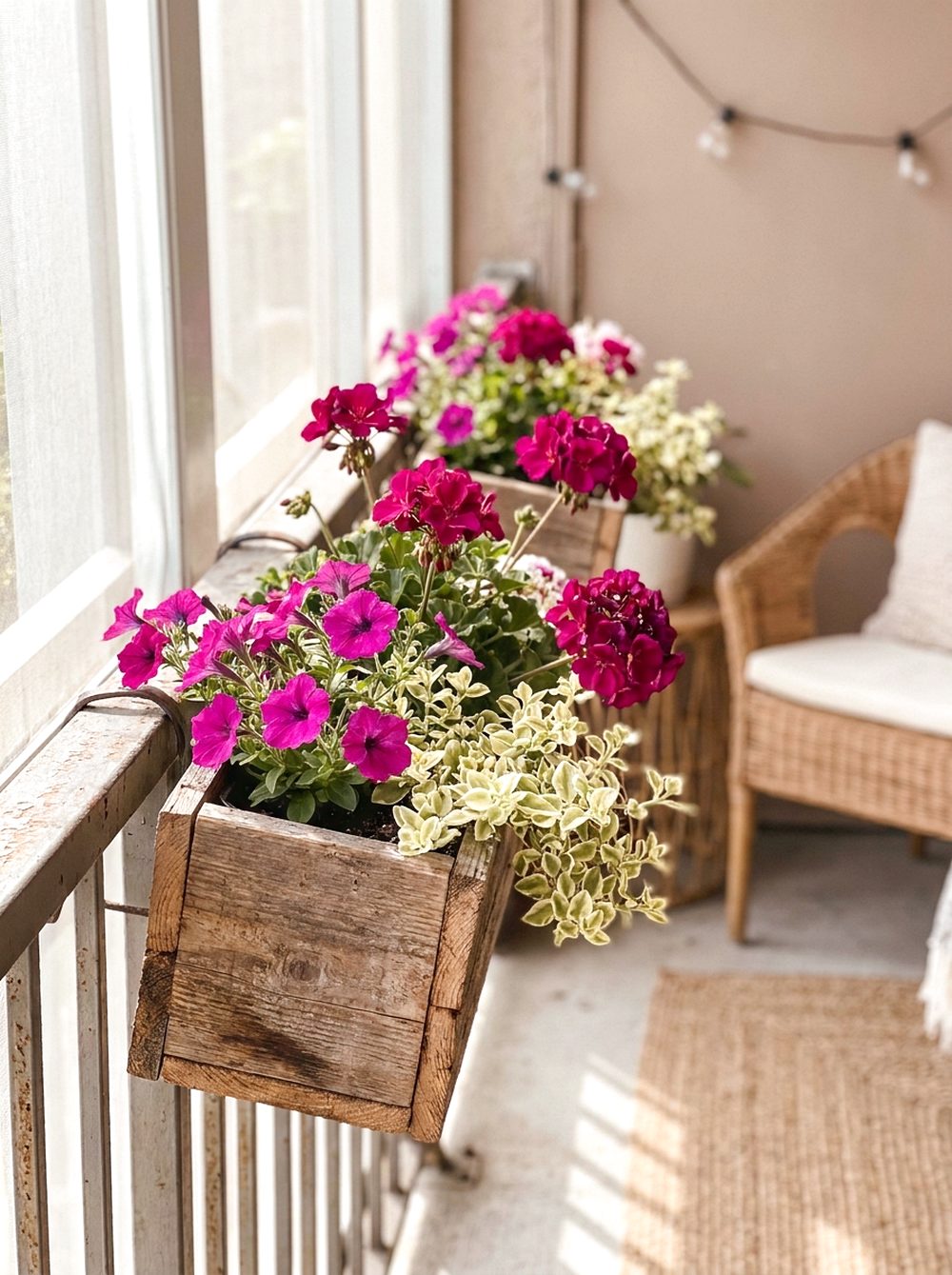 Magenta Balcony Flower Rail