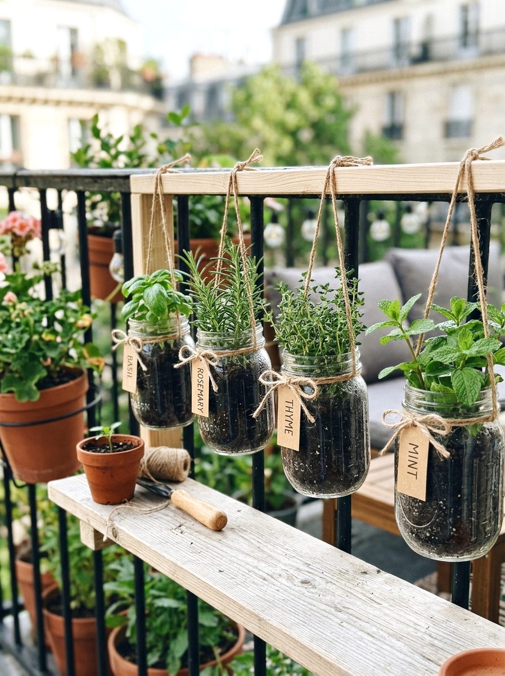 Mason Jar Herb Rail