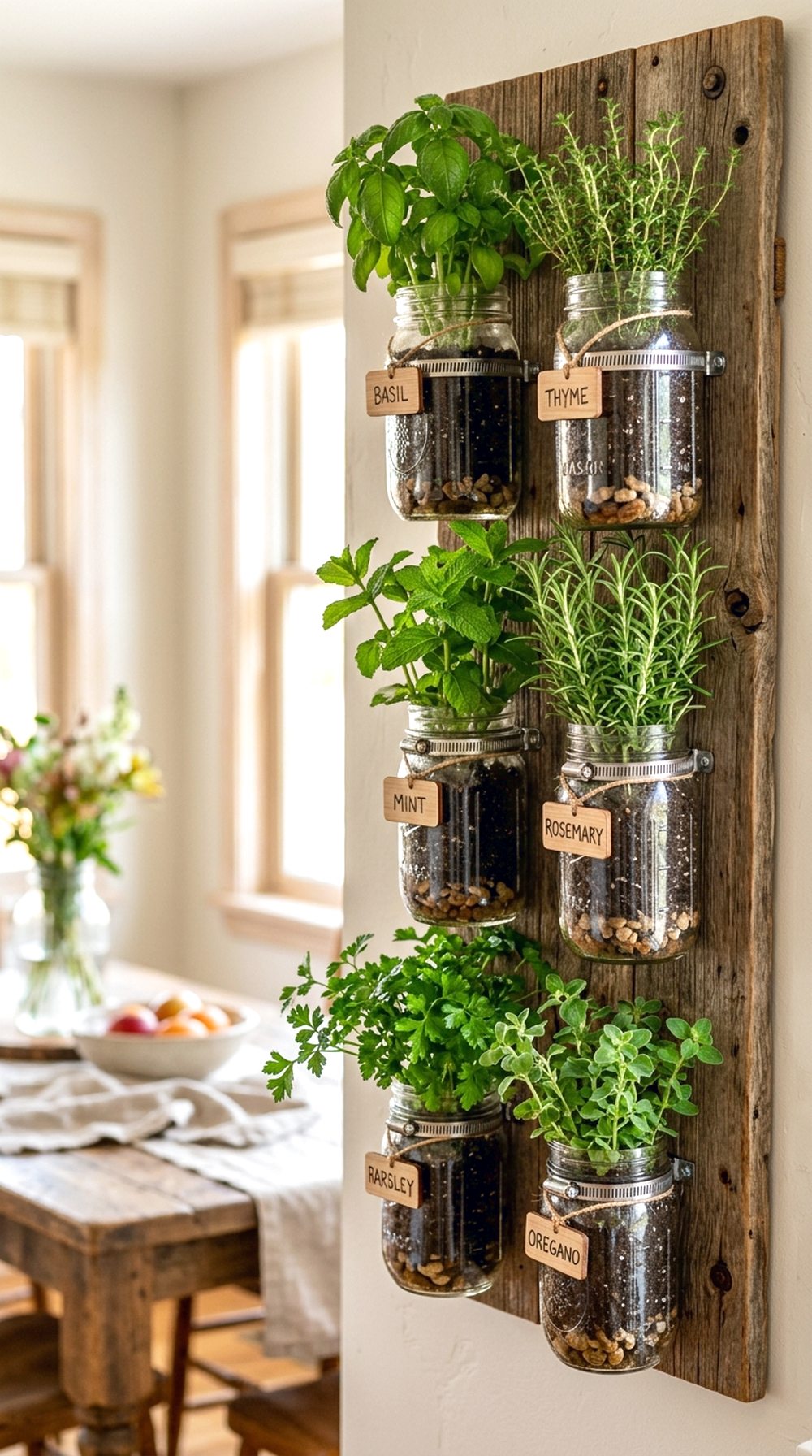 Mason Jar Herb Wall