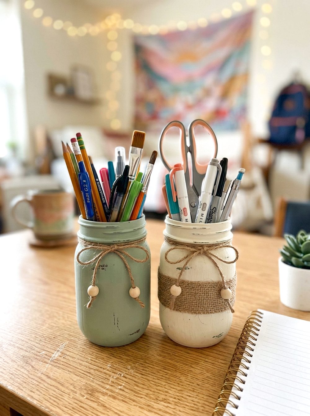 Mason Jar Pen Holder Set