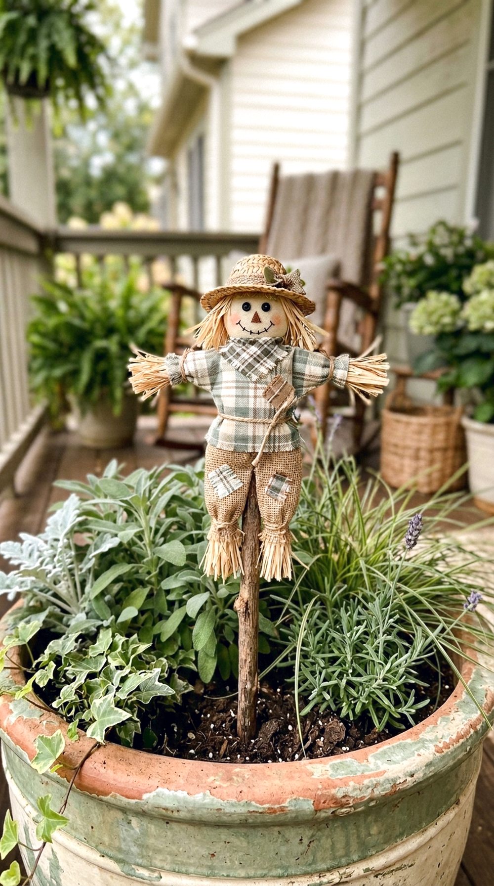 Mini Scarecrow Planter Stake