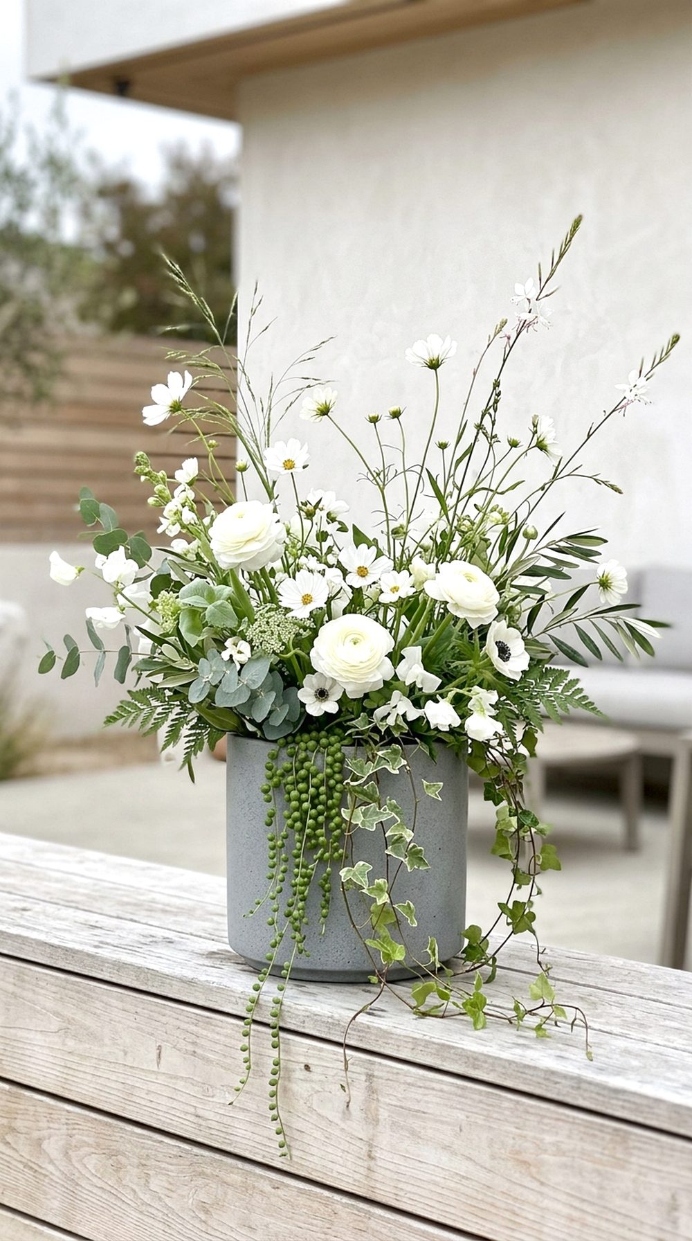 Minimal Green and White Planter