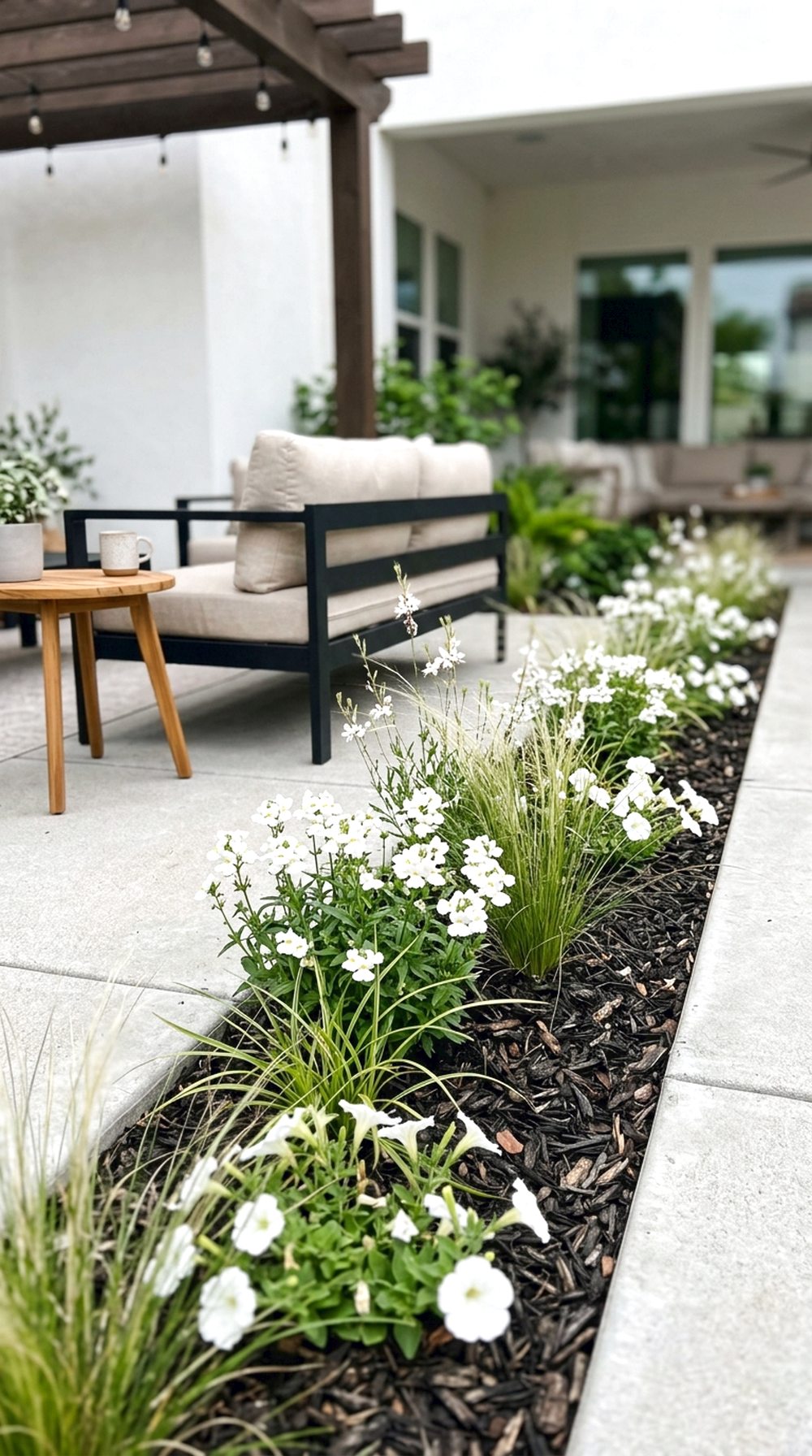 Minimalist Flower Strip Beside Patio