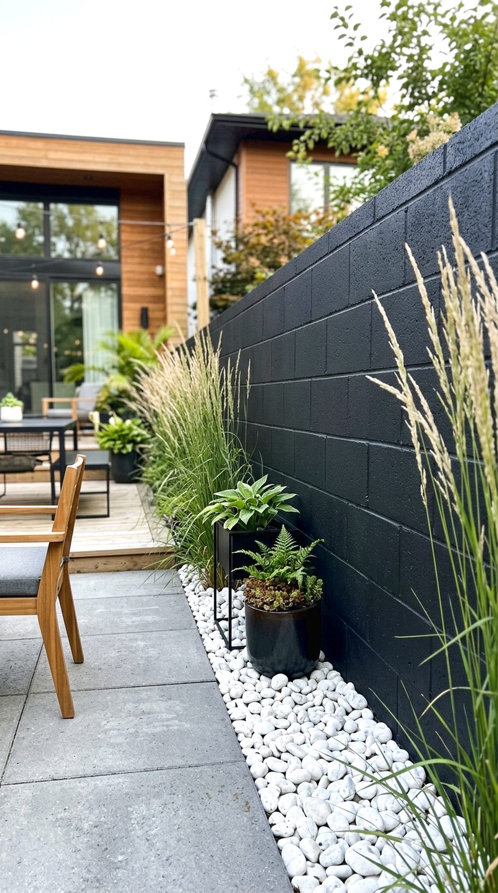 Modern Black Cinder Block Wall