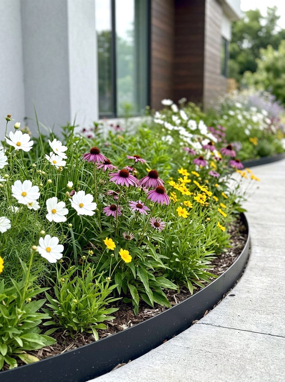 Modern Black Edging Wildflower Border