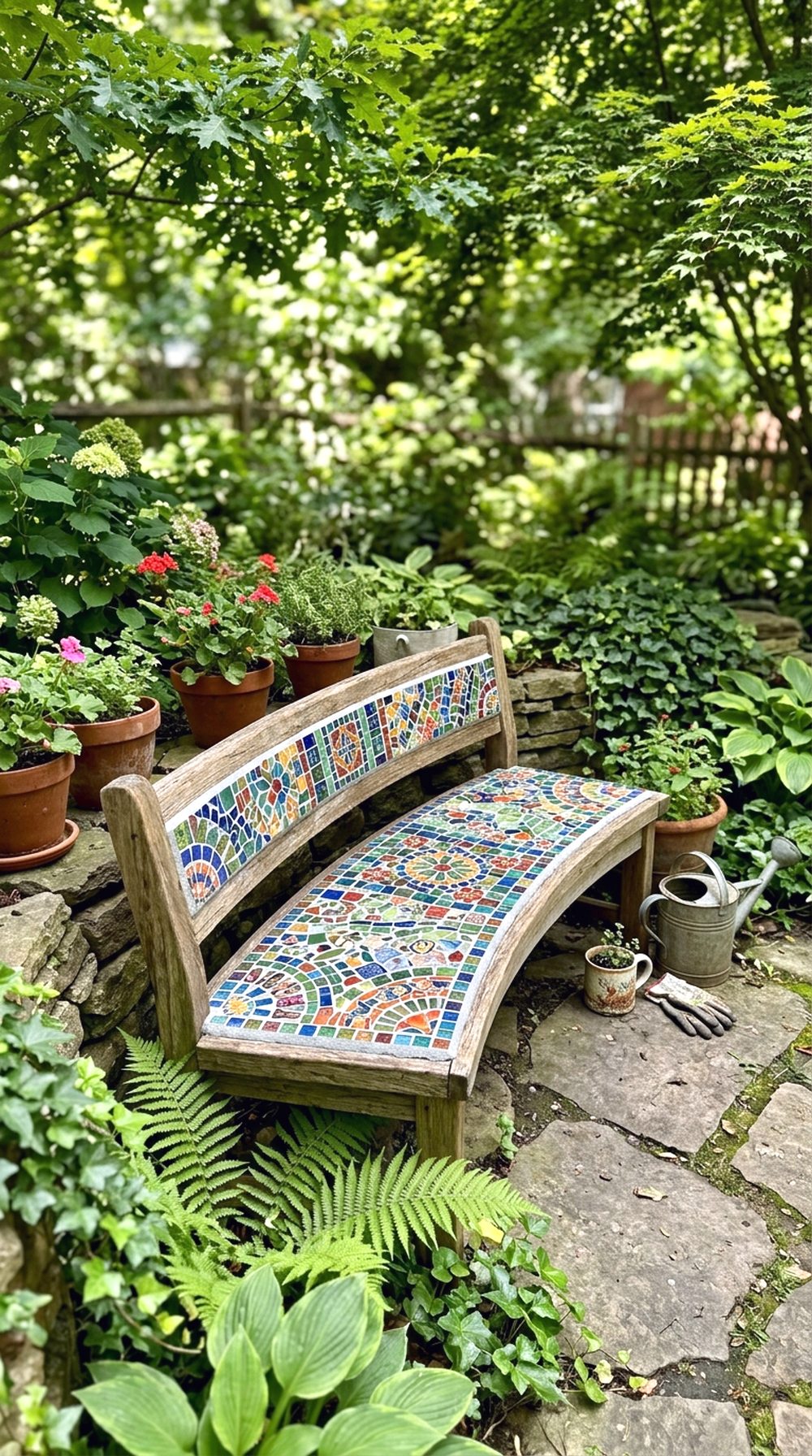 Mosaic Garden Bench