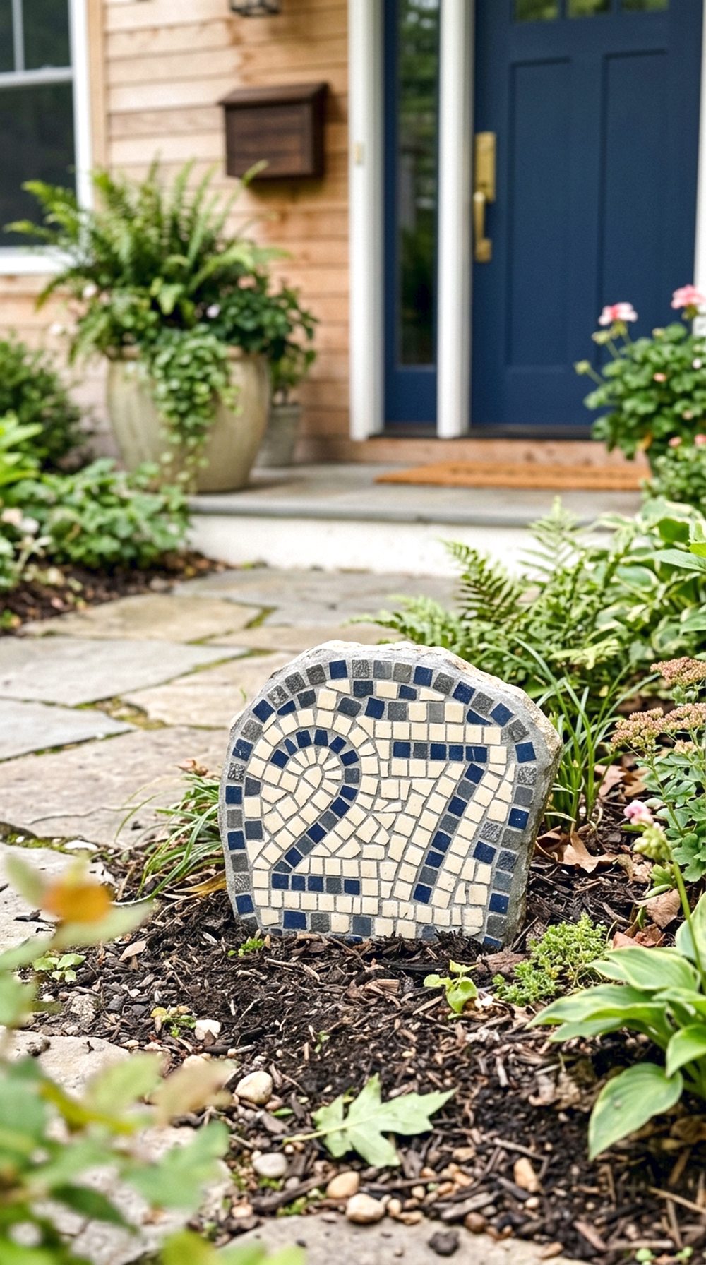 Mosaic House Number Stone