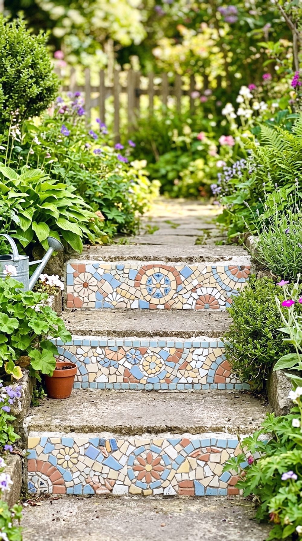 Mosaic Tile Garden Steps