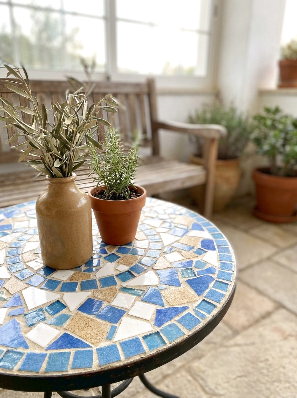 Mosaic Tile Side Table