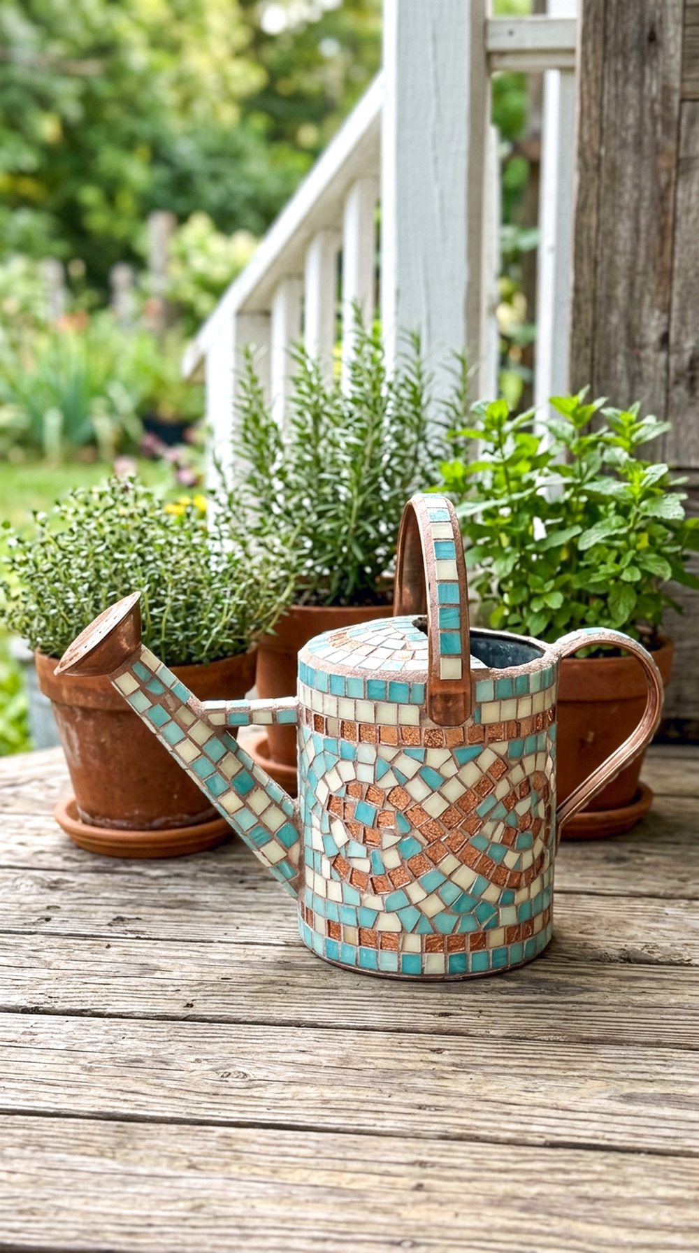 Mosaic Watering Can Decor