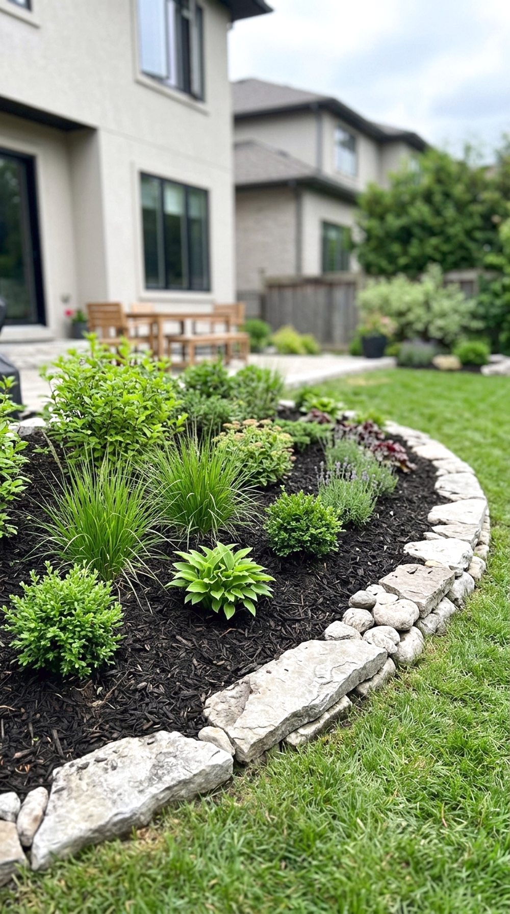 Mulched Slope With Shrubs
