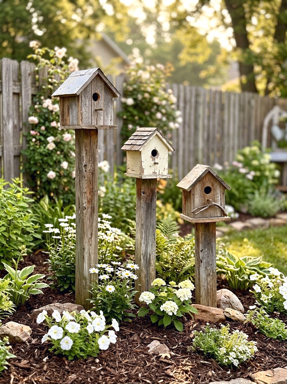 Multi-House Rustic Birdhouse Display