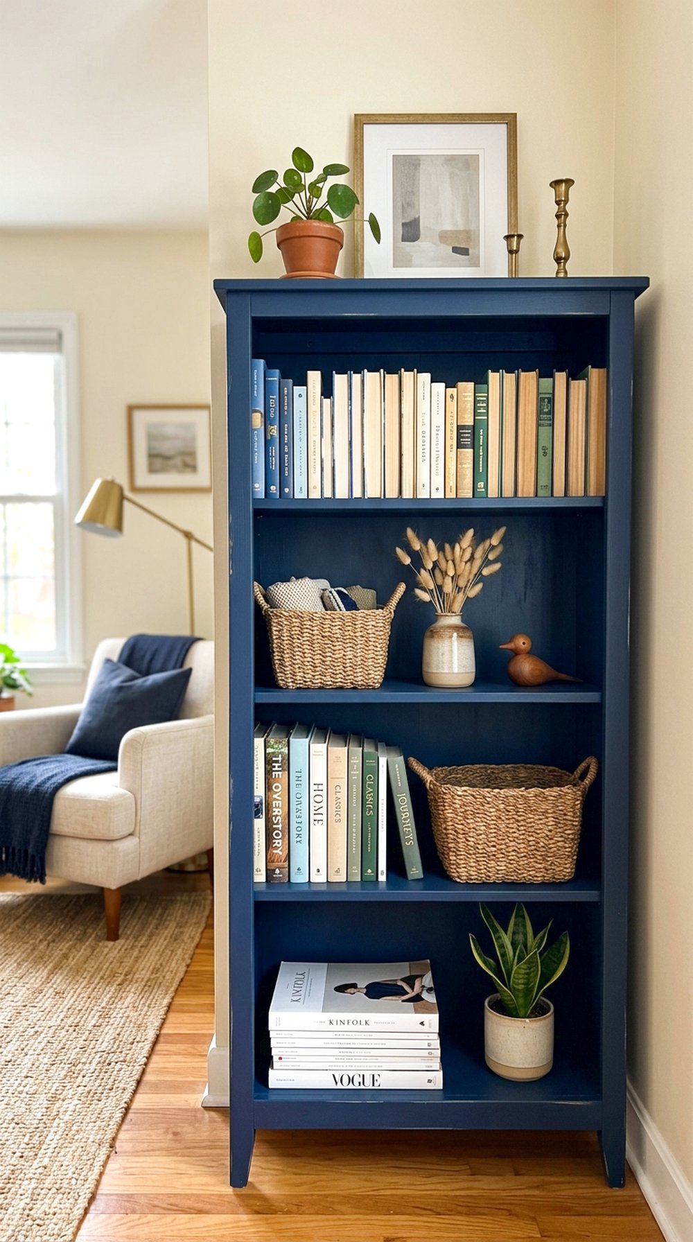 Navy Blue Bookcase