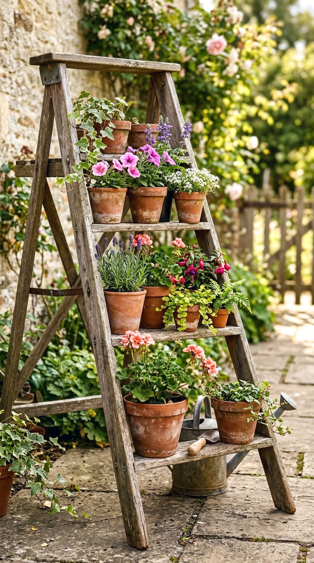 Old Ladder Plant Stand