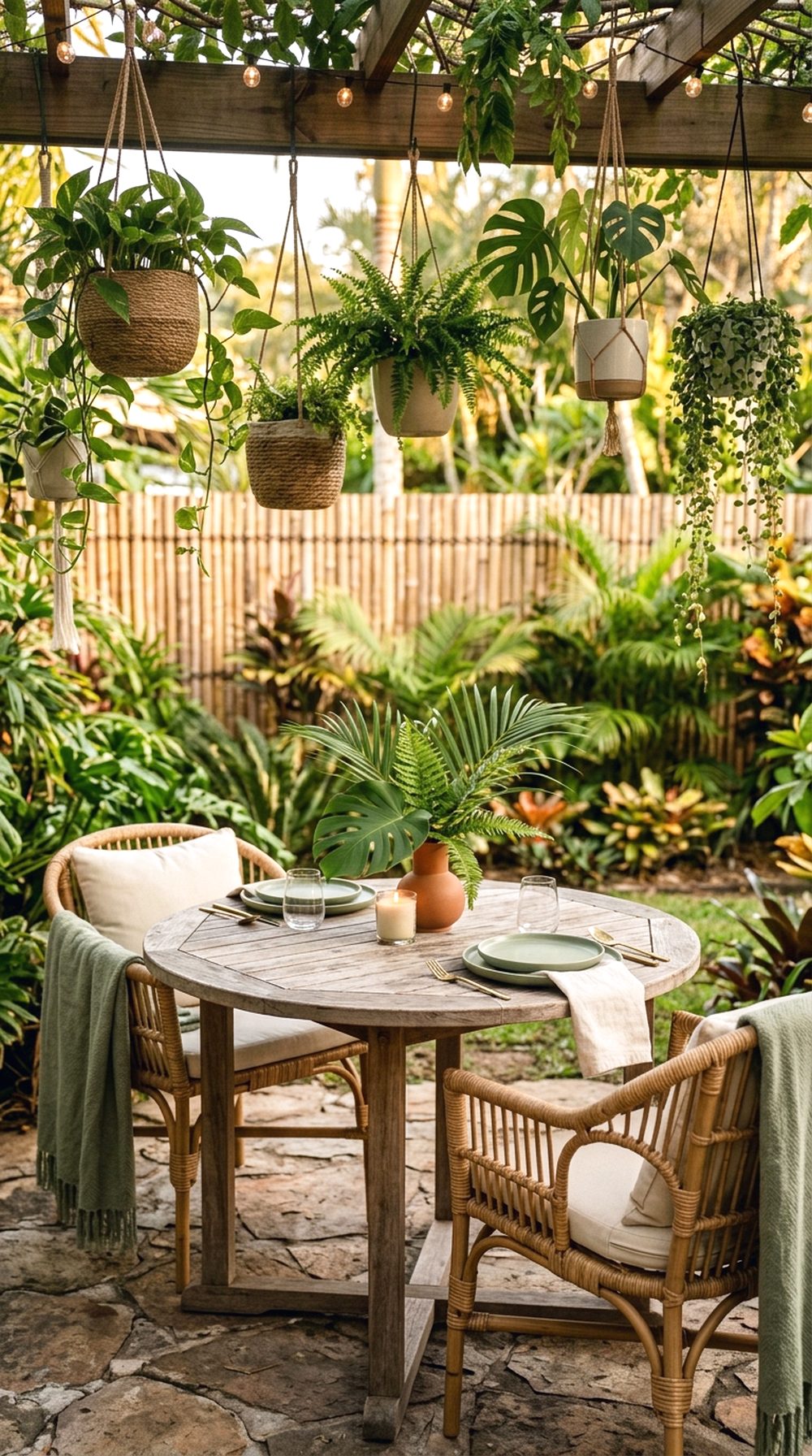 Outdoor Dining Corner With Greenery