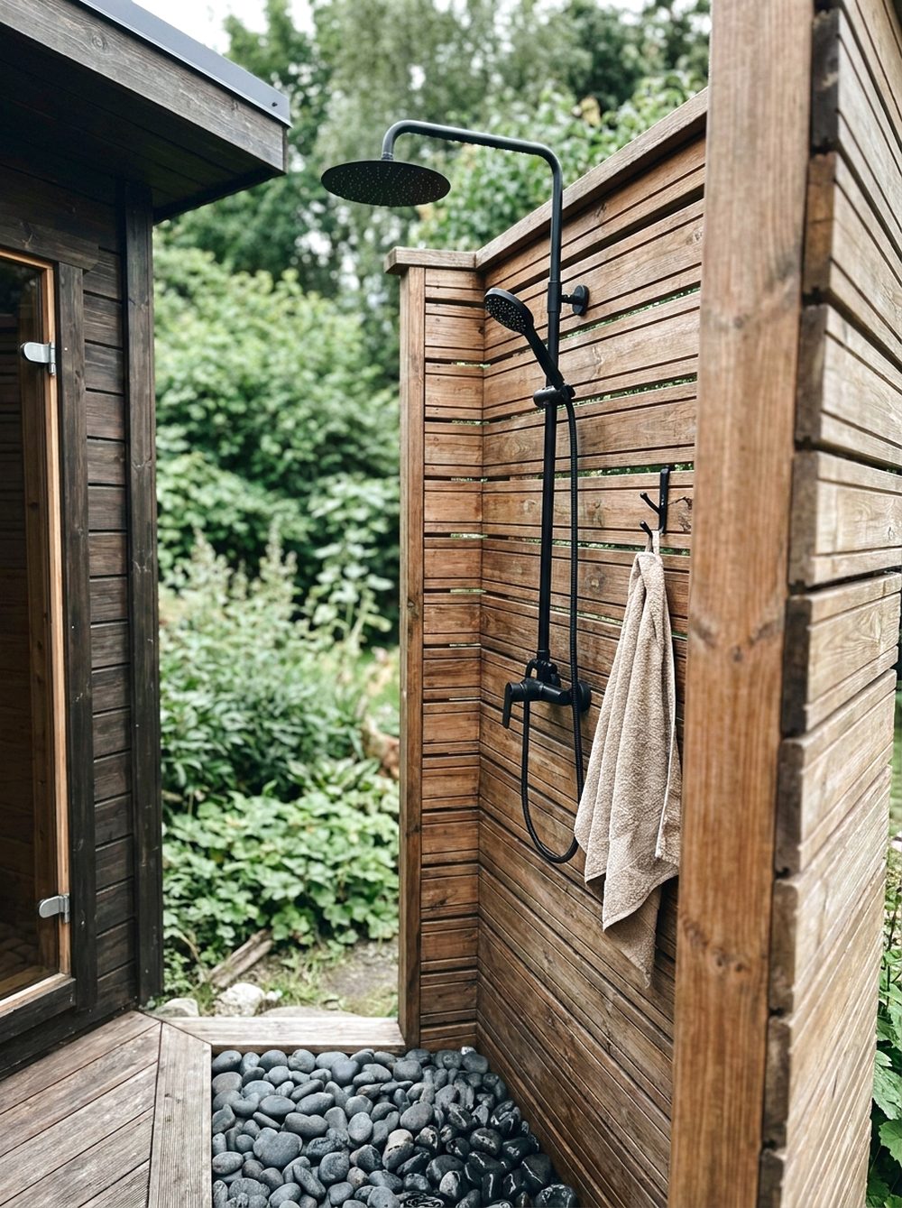Outdoor Shower Sauna Corner