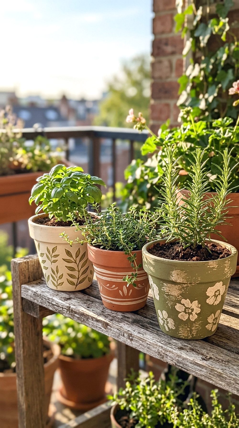 Painted Clay Pot Display
