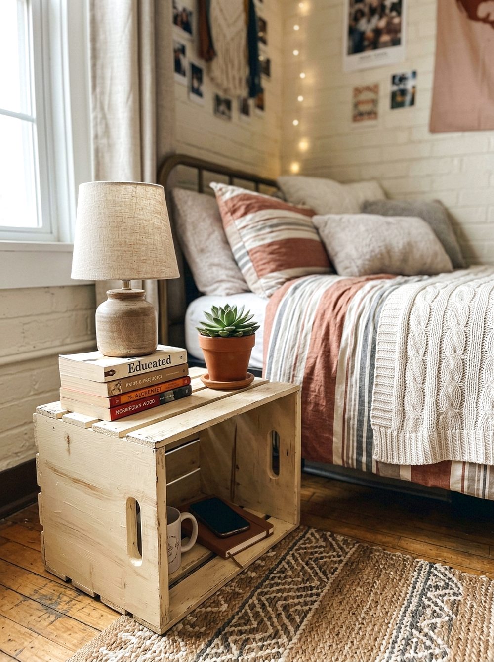 Painted Crate Bedside Storage