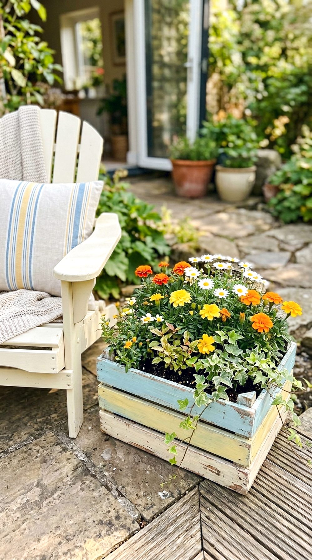 Painted Crate Flower Planter