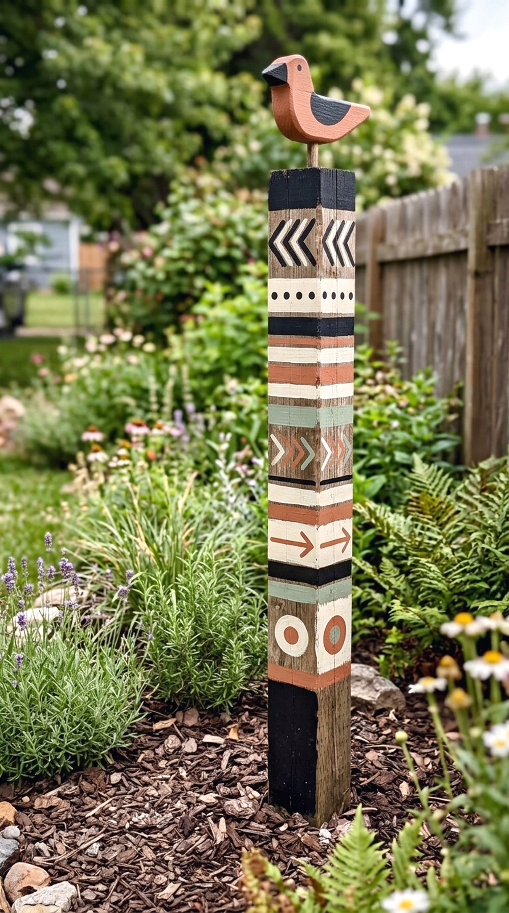 Painted Fence Post Totem
