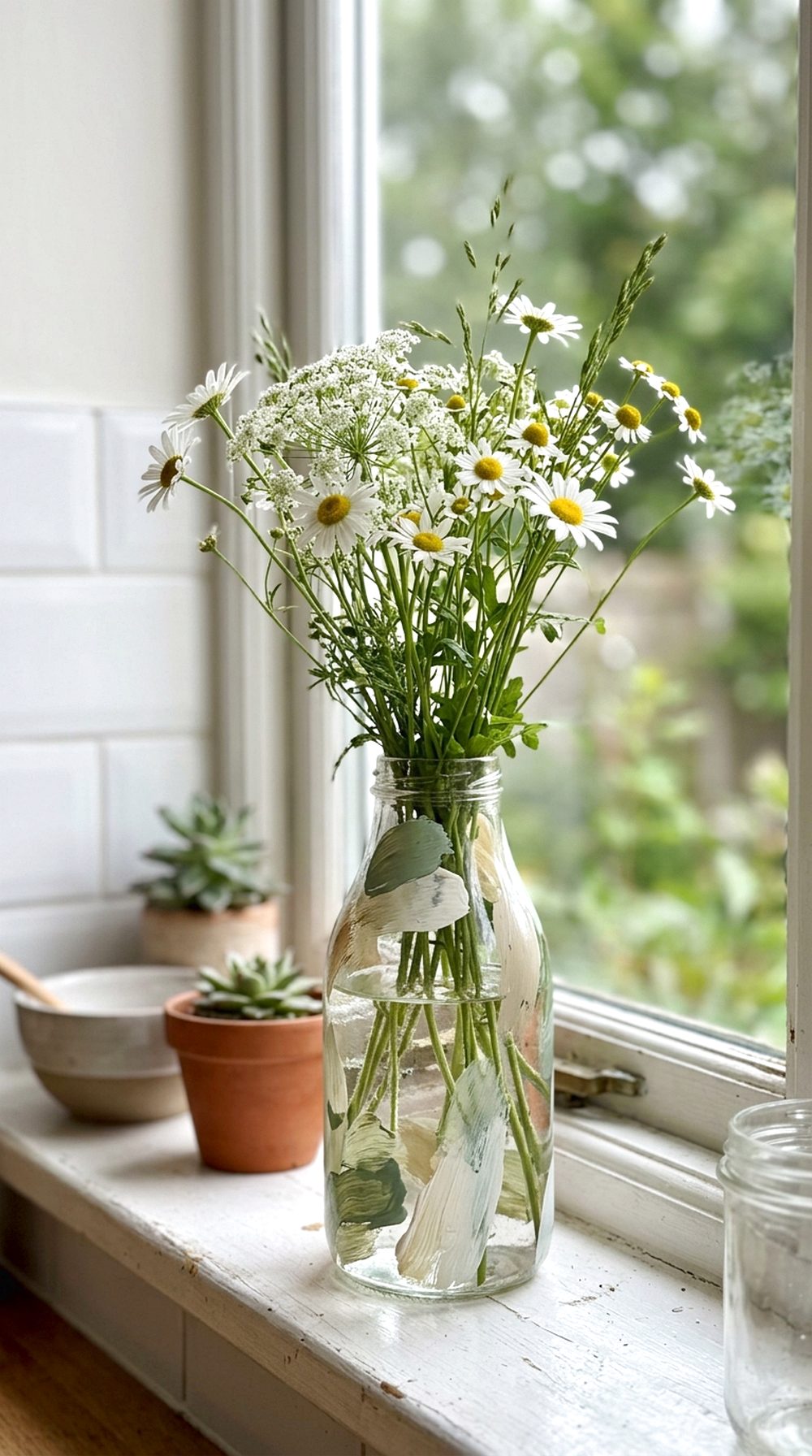 Painted Glass Bottle Vase