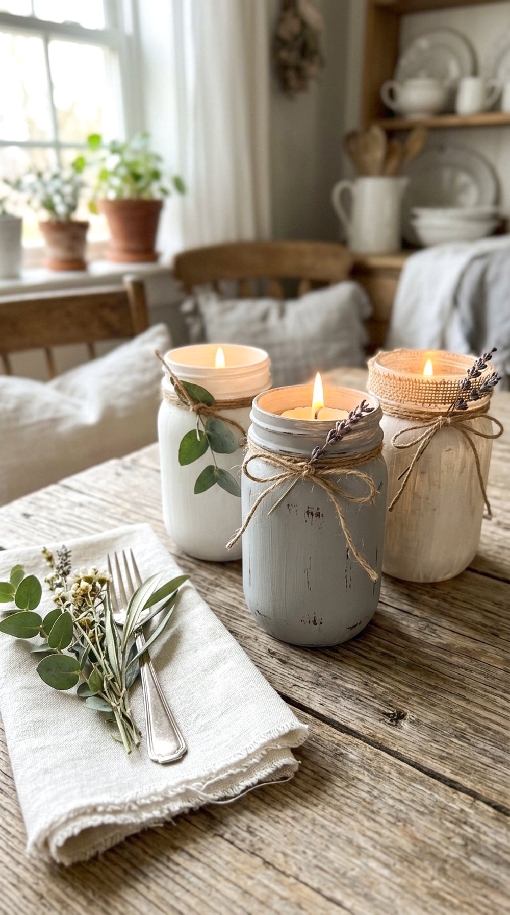 Painted Mason Jar Candle Holders