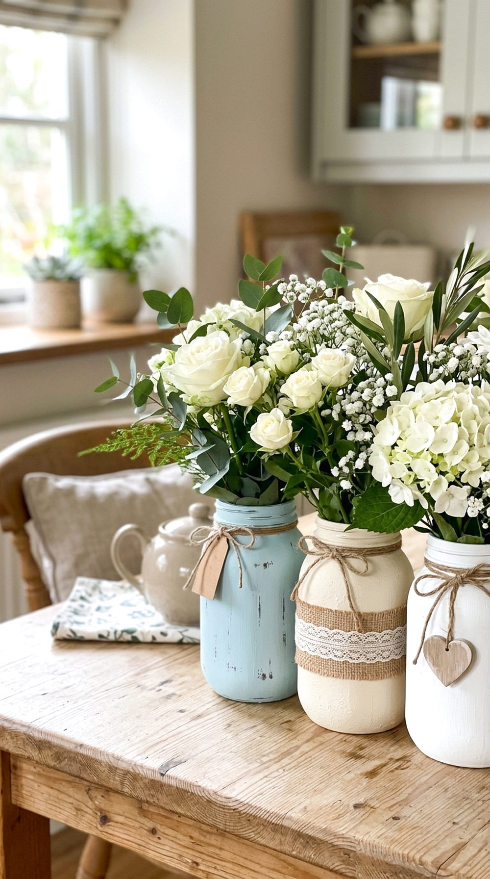 Painted Mason Jar Vases