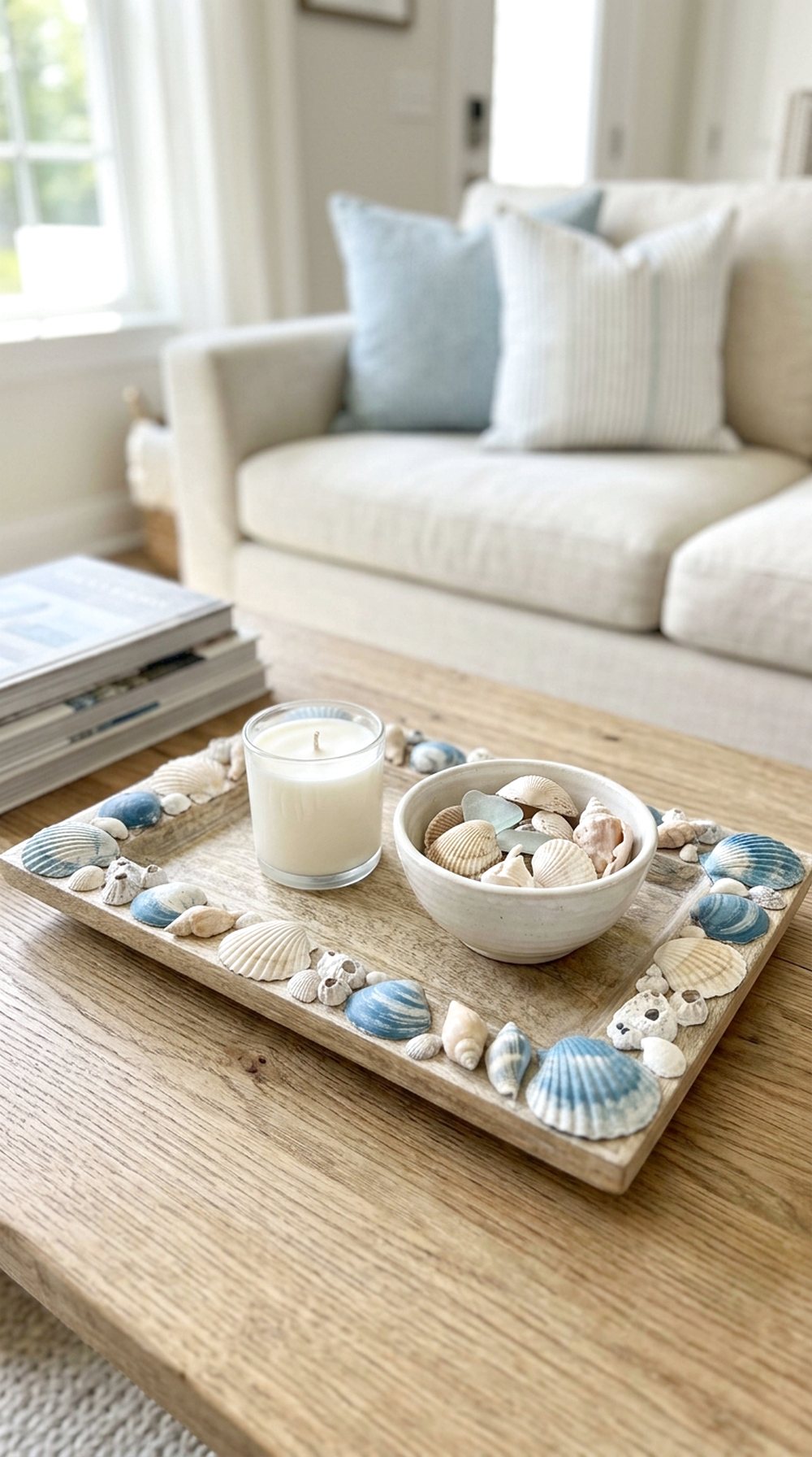 Painted Seashell Candle Tray