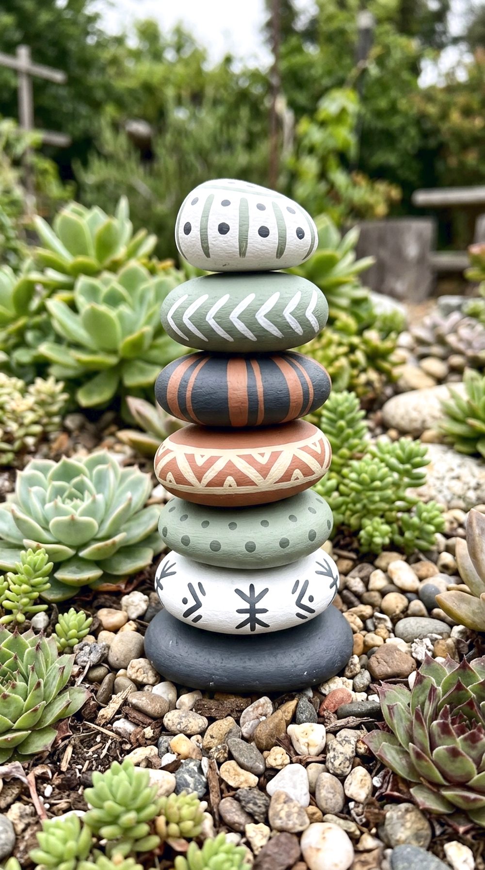 Painted Stone Totem Pole