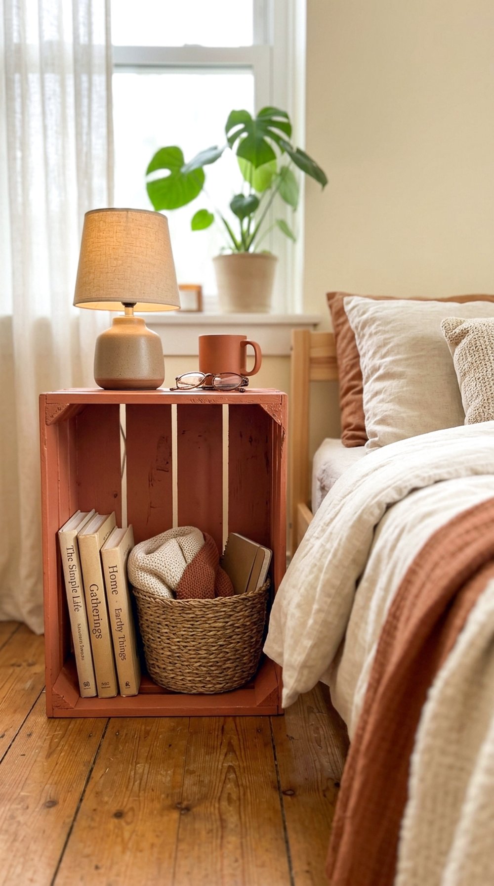 Painted Storage Crate Nightstand