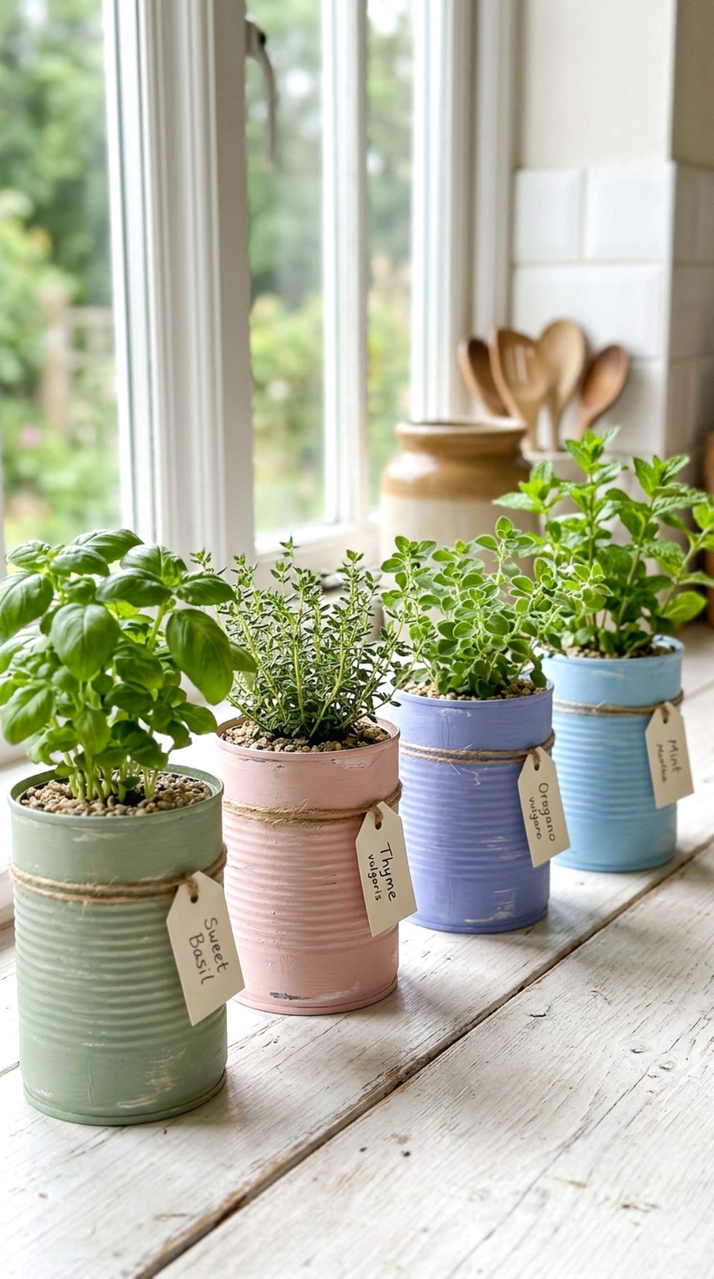 Painted Tin Can Planters