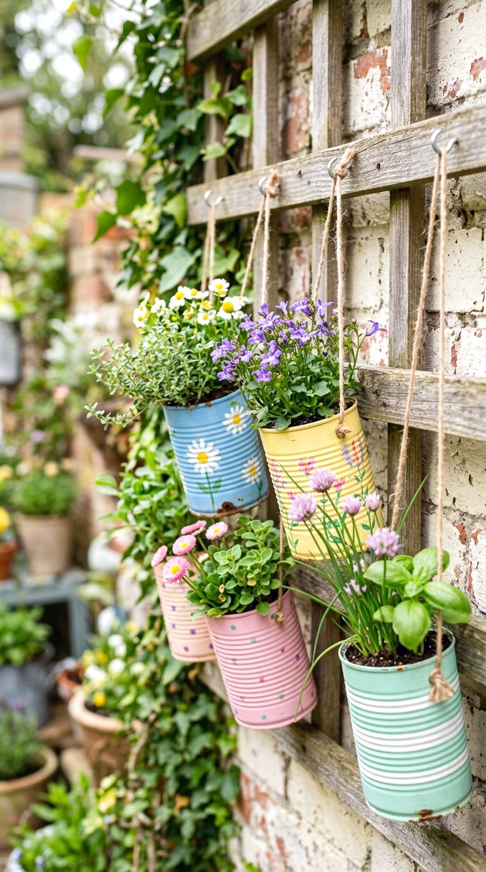 Painted Tin Can Planters