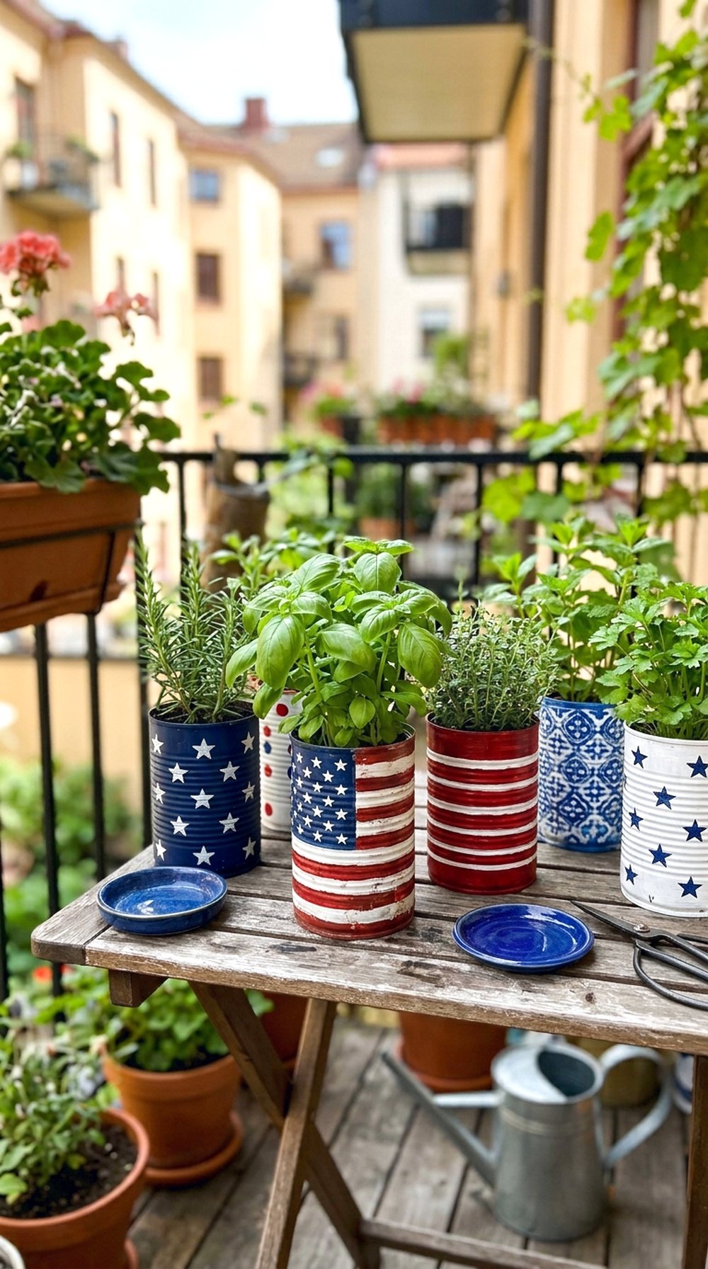 Painted Tin Can Planters