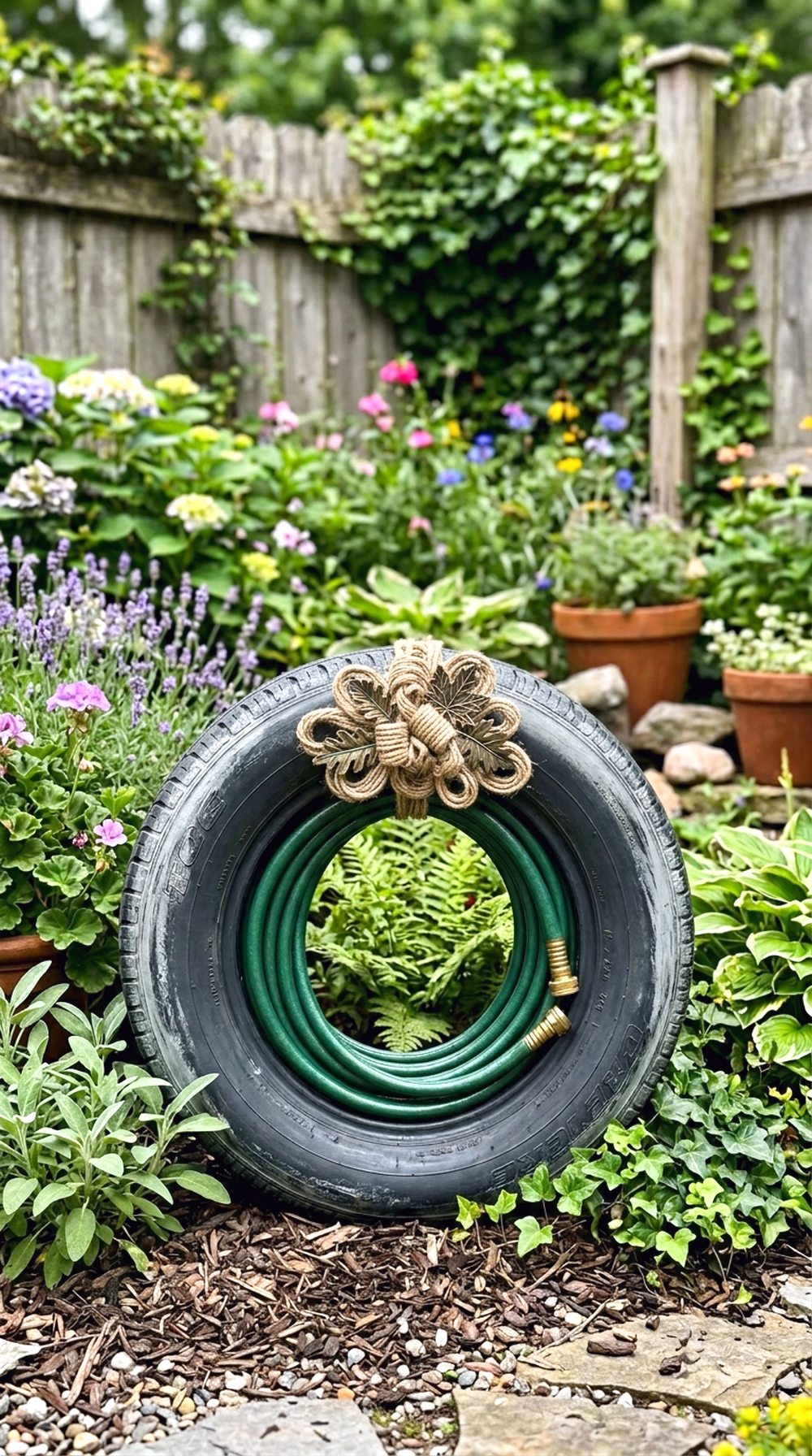 Painted Tire Hose Holder