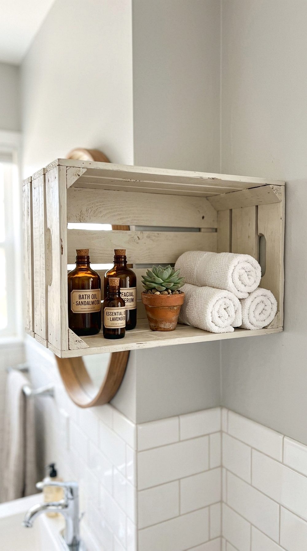 Painted Wooden Crate Shelf