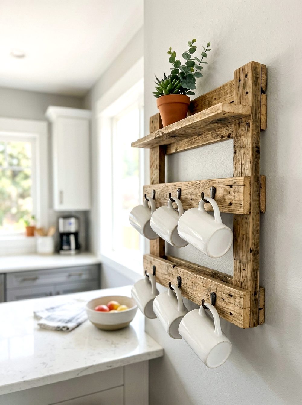 Pallet Kitchen Mug Rack