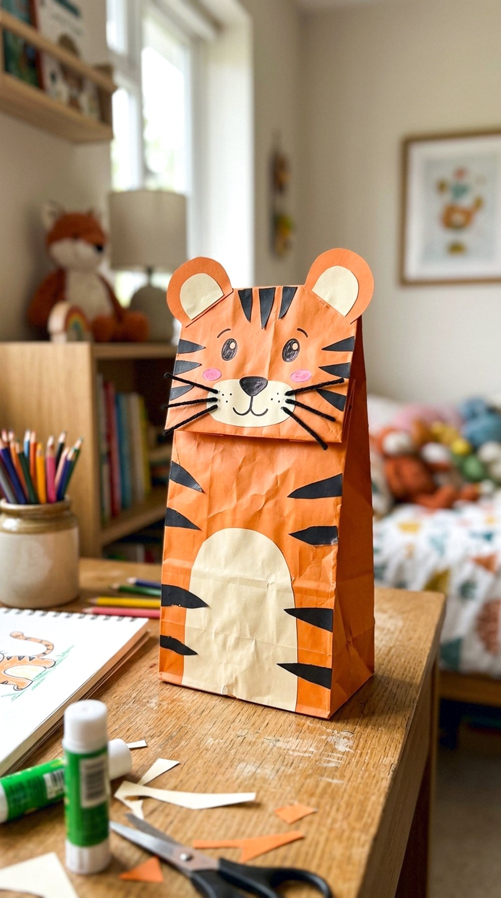 Paper Bag Tiger Puppet