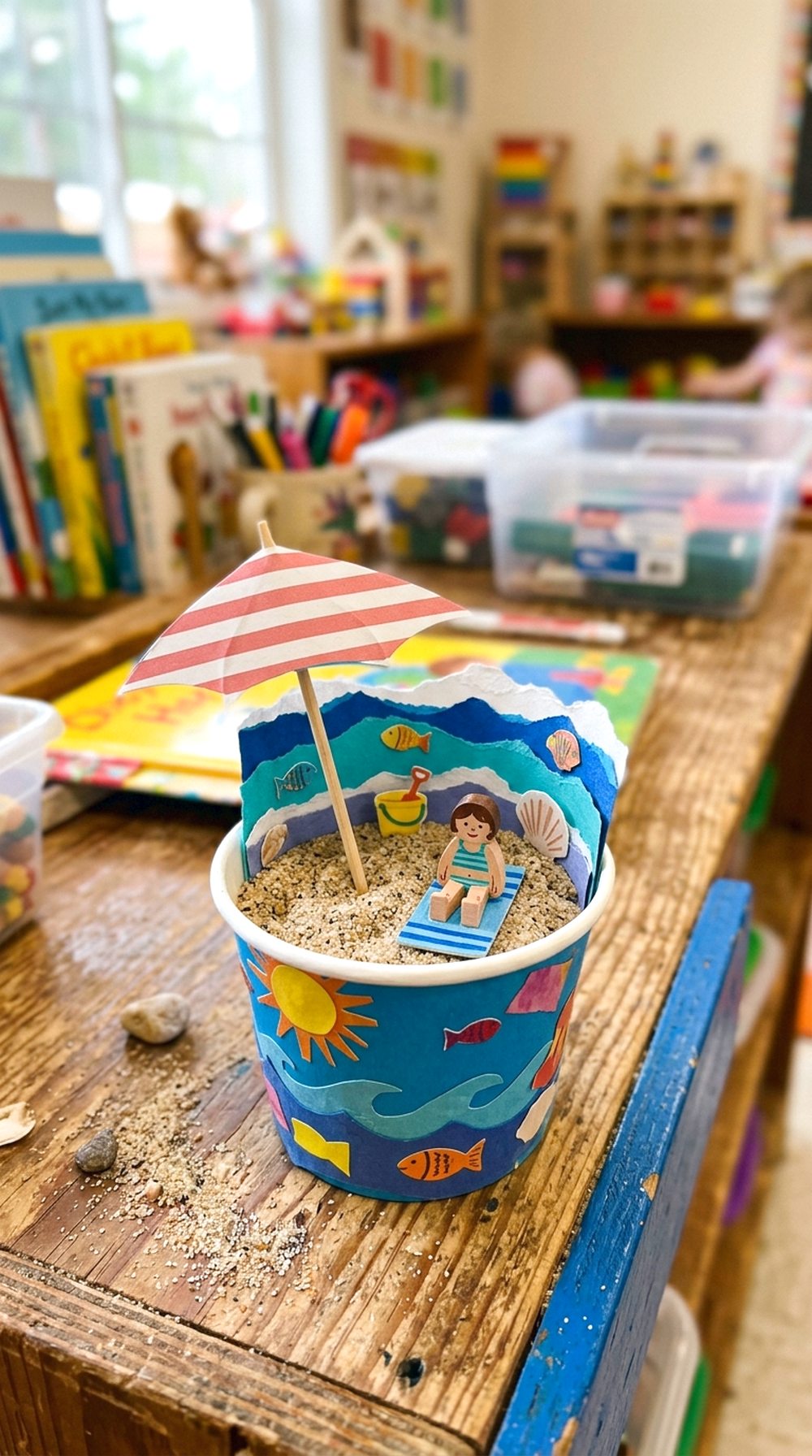 Paper Cup Beach Scene