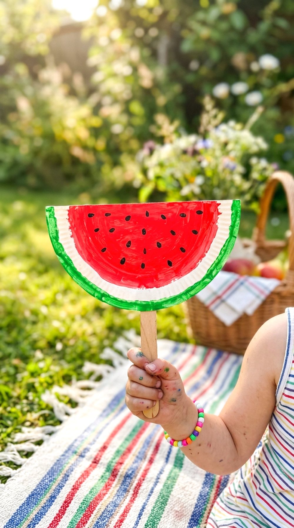 Paper Plate Watermelon Fan
