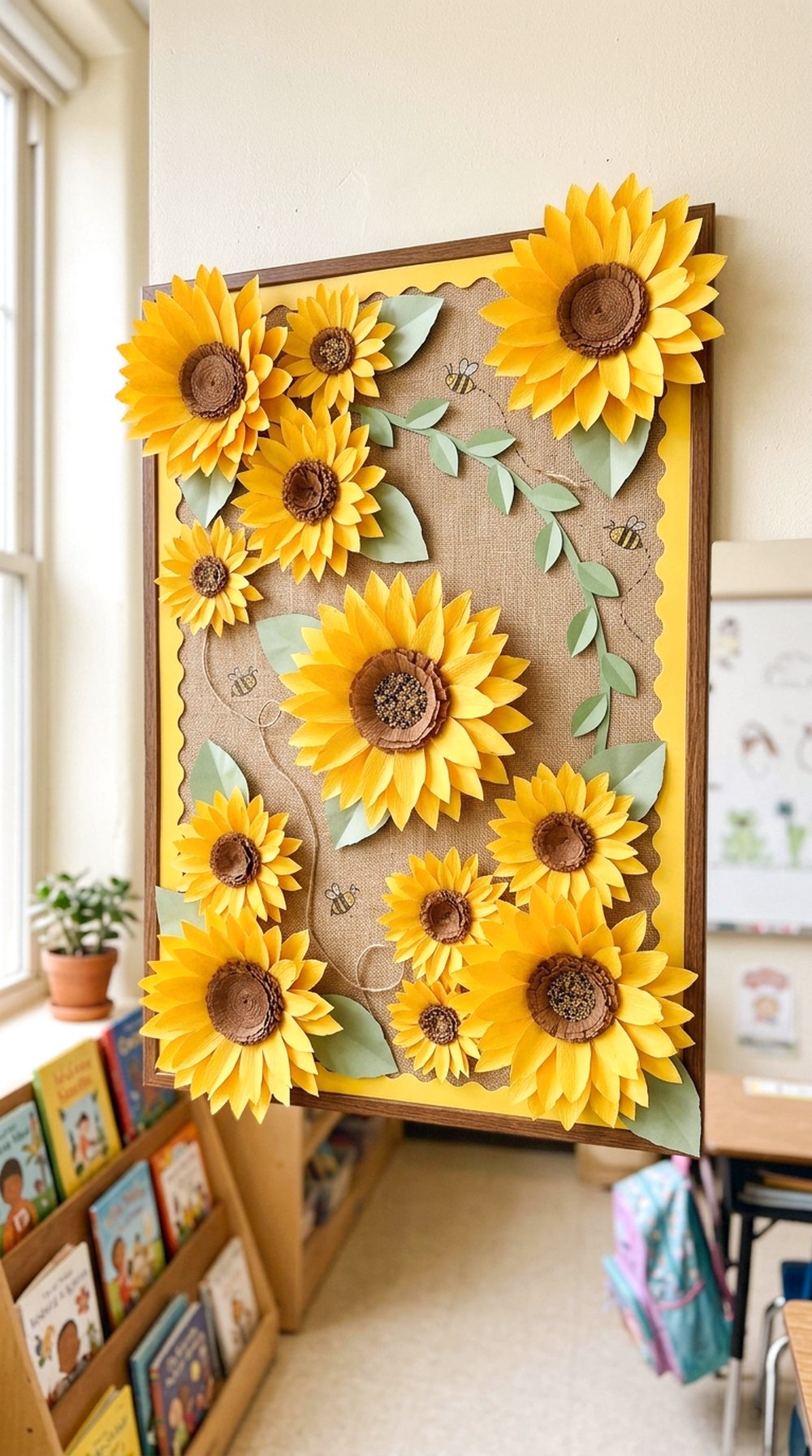 Paper Sunflower Bulletin Board