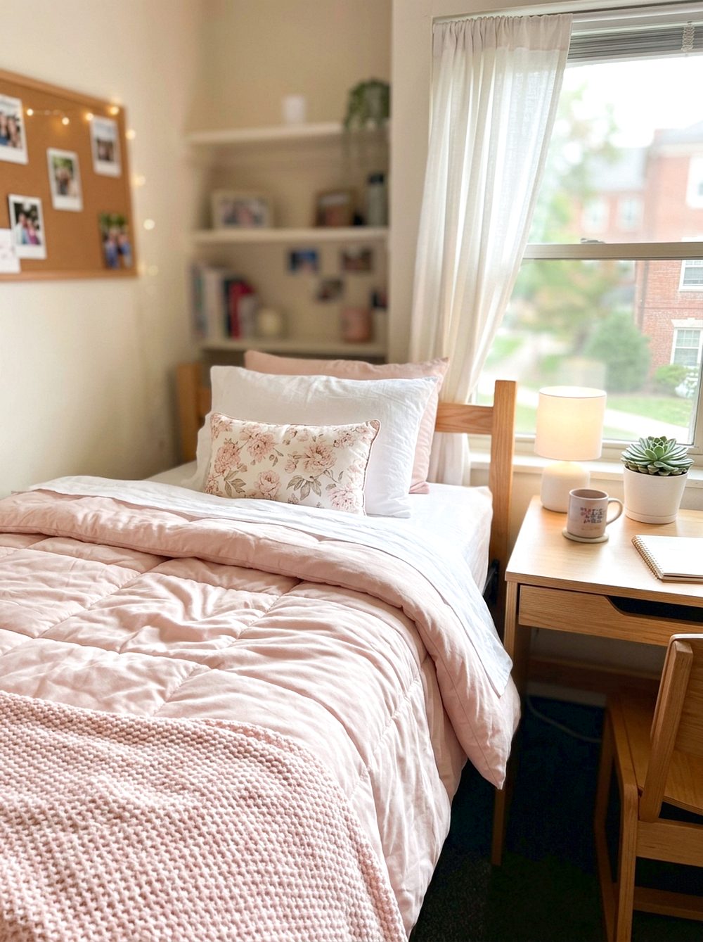 Pastel Pink Dorm Bedding