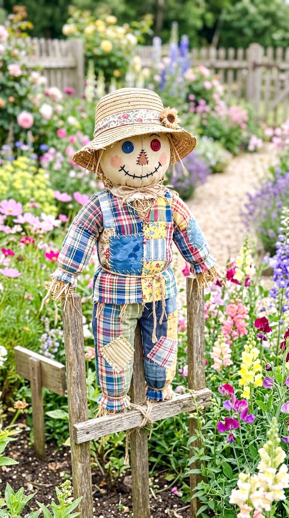 Patchwork Fabric Scarecrow