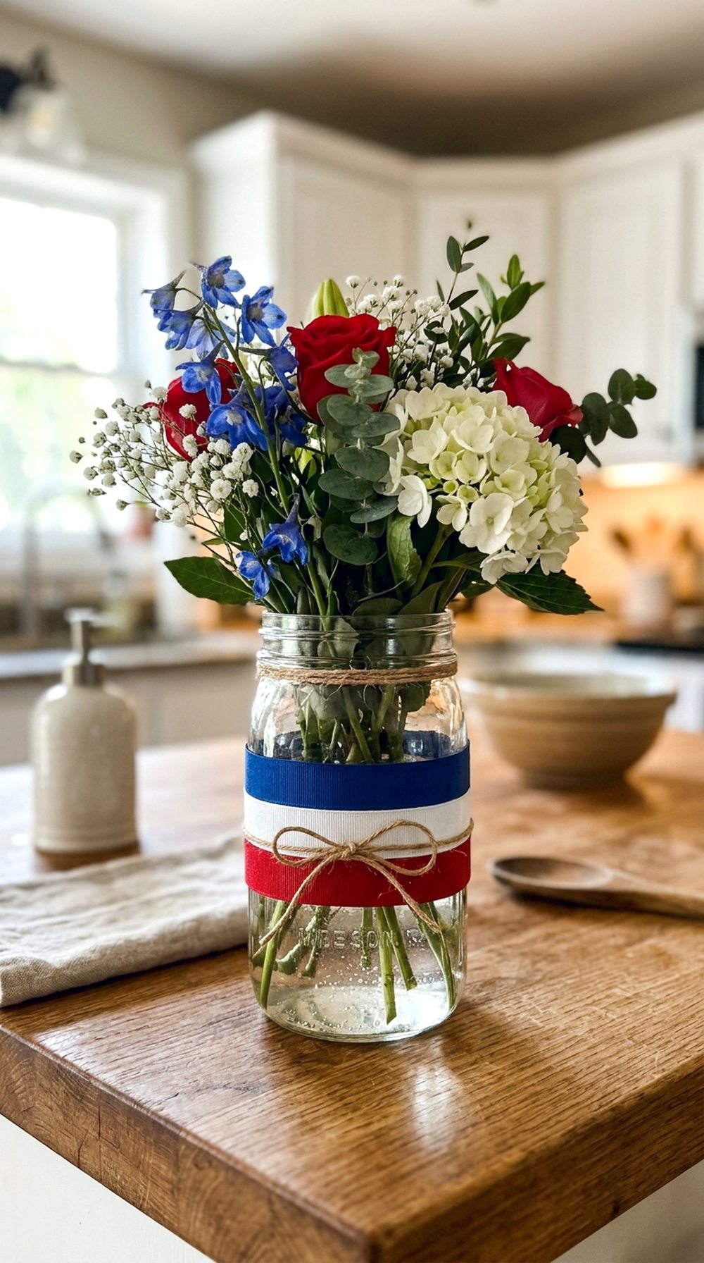 Patriotic Mason Jar Vase