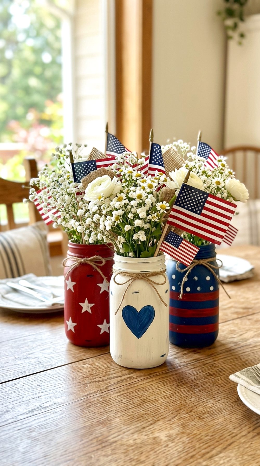 Patriotic Mason Jar Vases