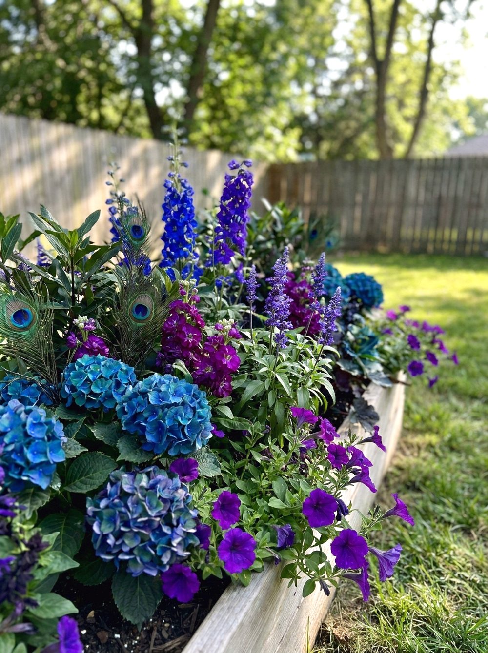 Peacock Blue and Purple Flower Mix