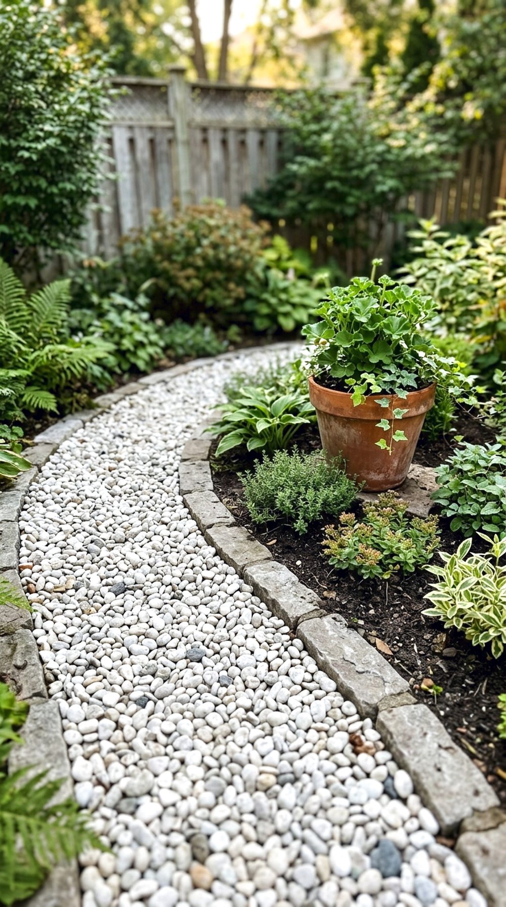 Pebble Path Plant Corner